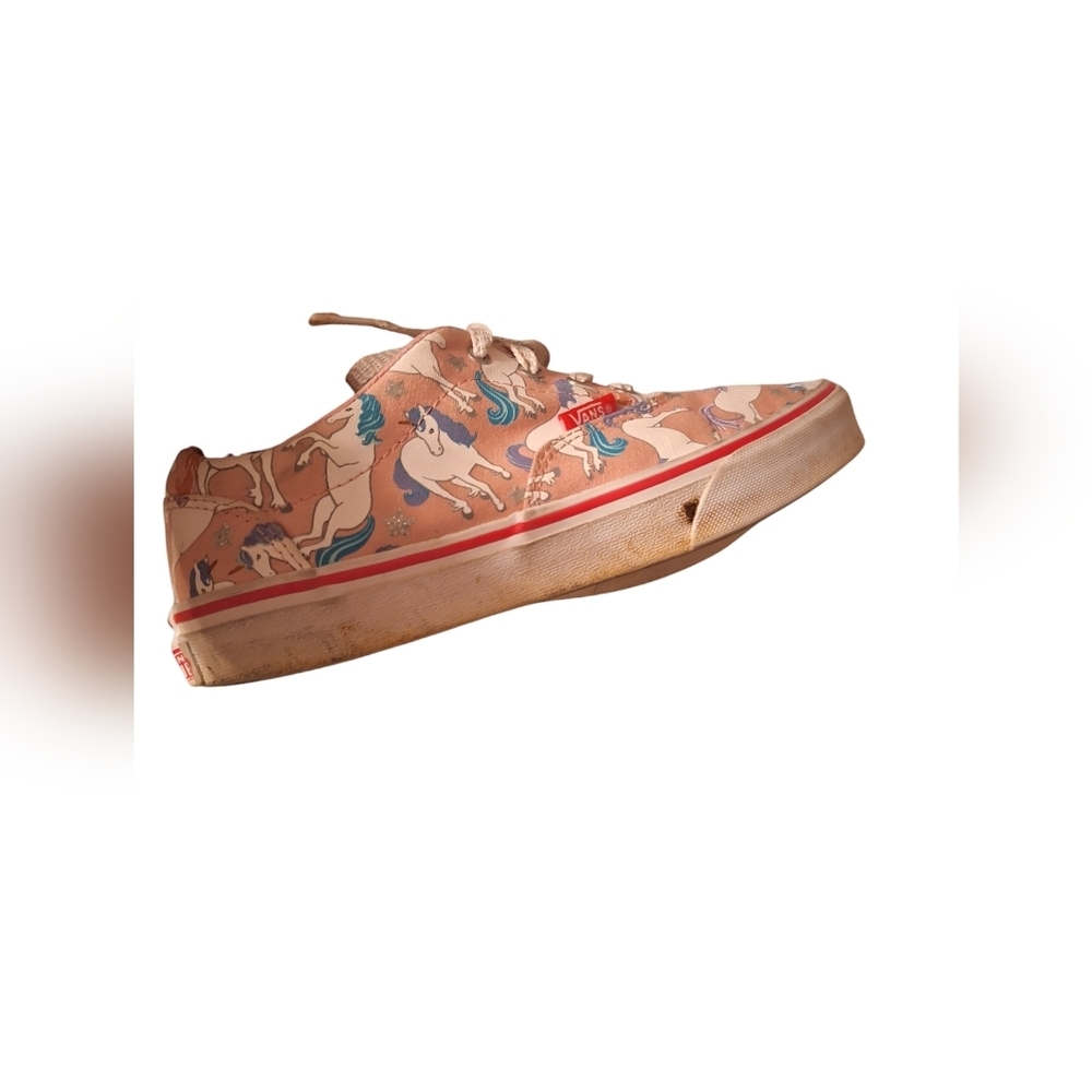 Vans Pink Unicorn Lace Up Sneakers Skater Canvass Used Size 5 - Picture 4 of 7